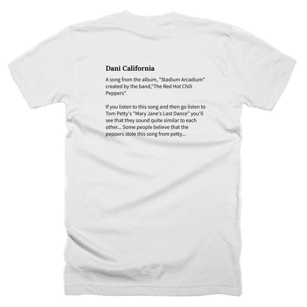 T-shirt with a definition of 'Dani California' printed on the back