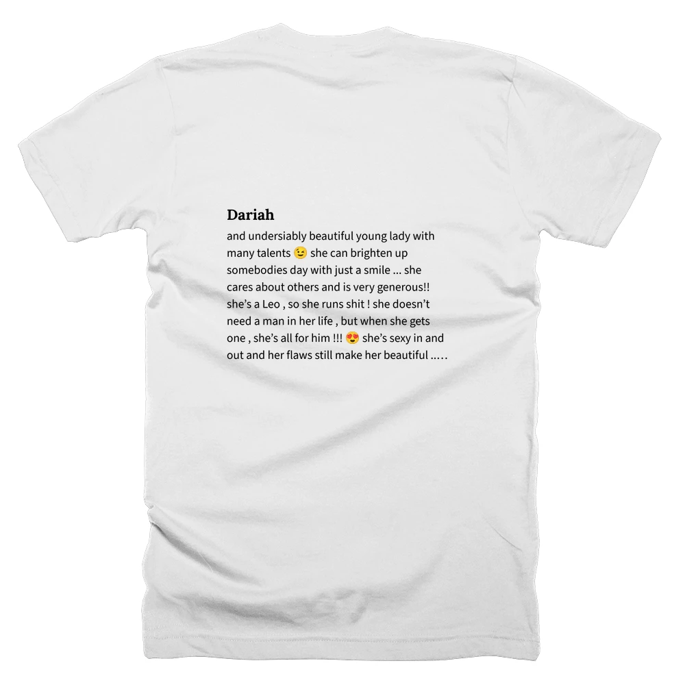 T-shirt with a definition of 'Dariah' printed on the back