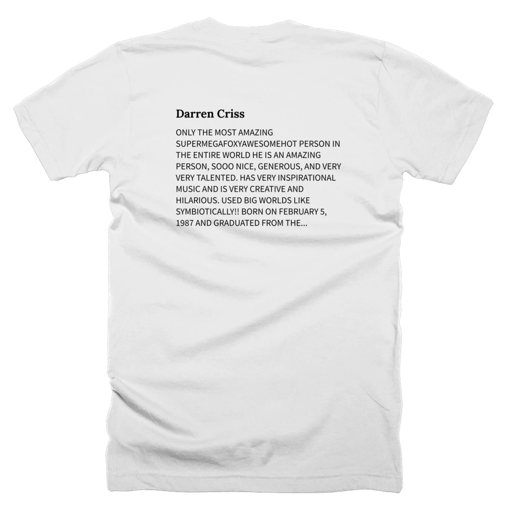 T-shirt with a definition of 'Darren Criss' printed on the back