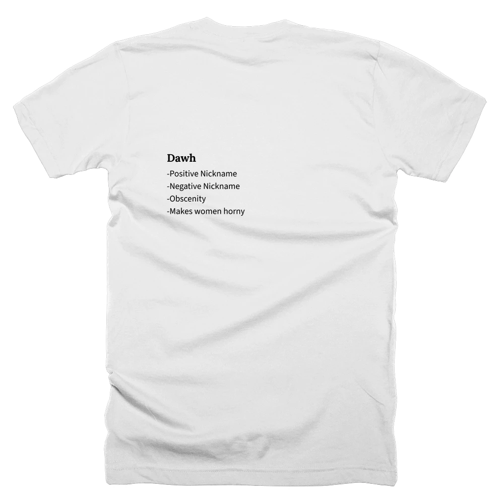 T-shirt with a definition of 'Dawh' printed on the back