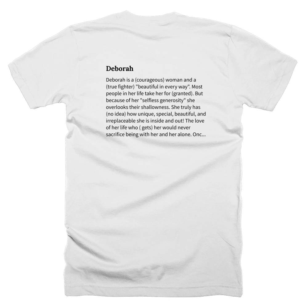 T-shirt with a definition of 'Deborah' printed on the back