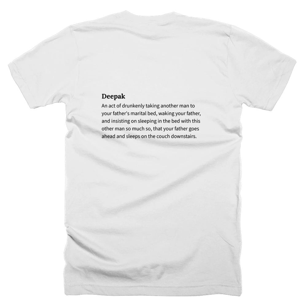 T-shirt with a definition of 'Deepak' printed on the back