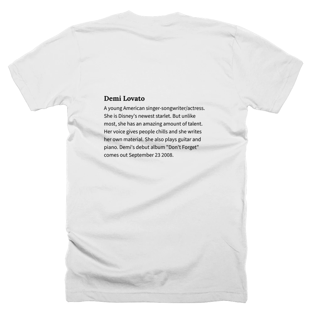 T-shirt with a definition of 'Demi Lovato' printed on the back