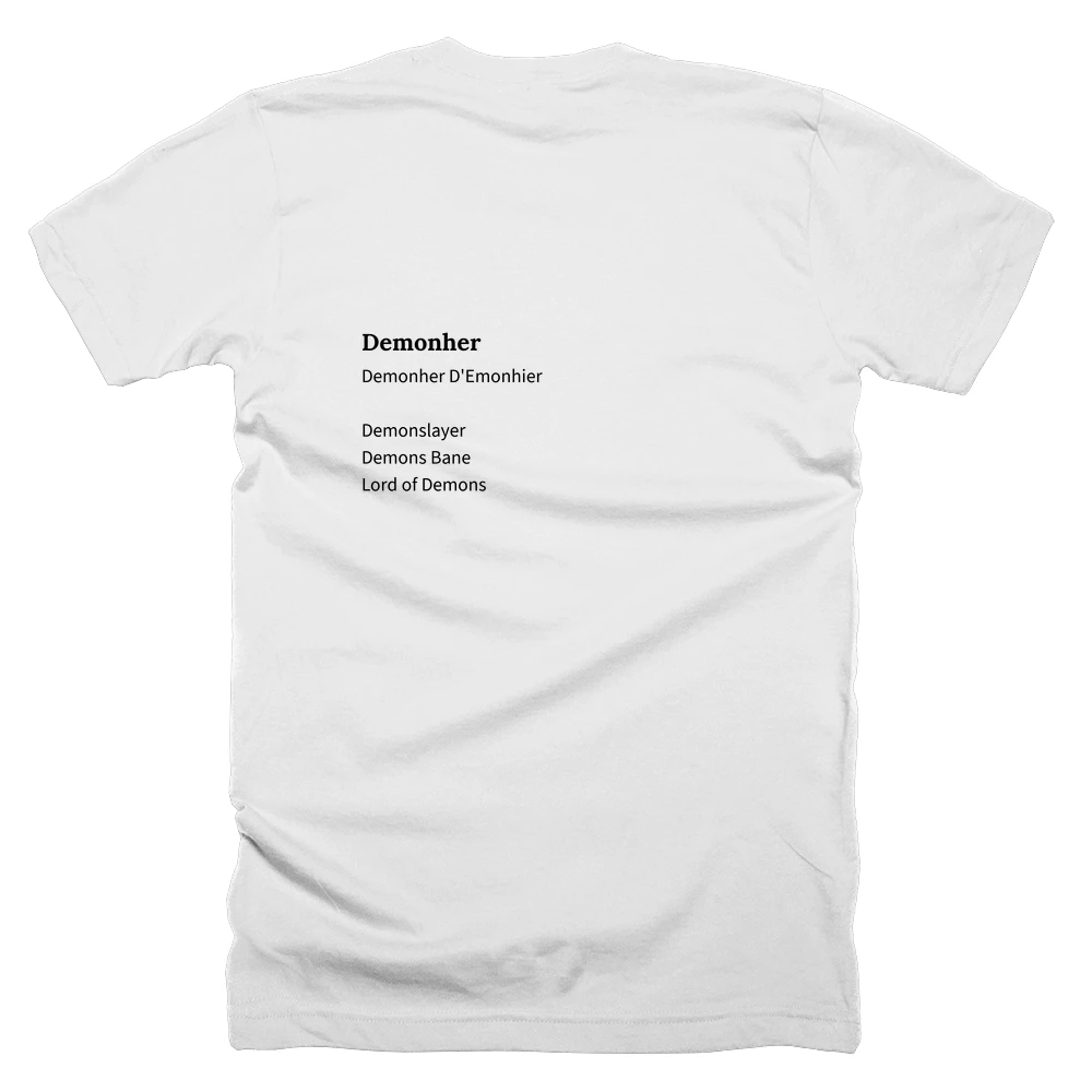 T-shirt with a definition of 'Demonher' printed on the back