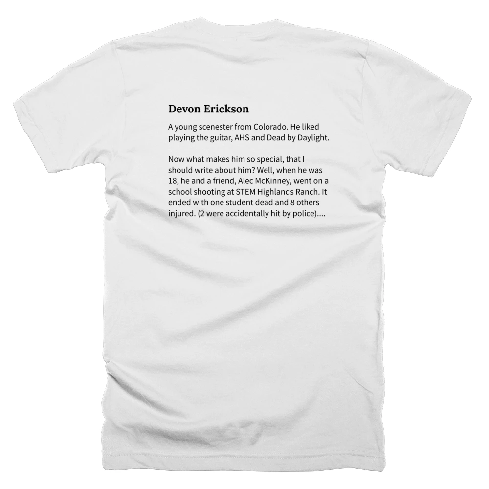 T-shirt with a definition of 'Devon Erickson' printed on the back