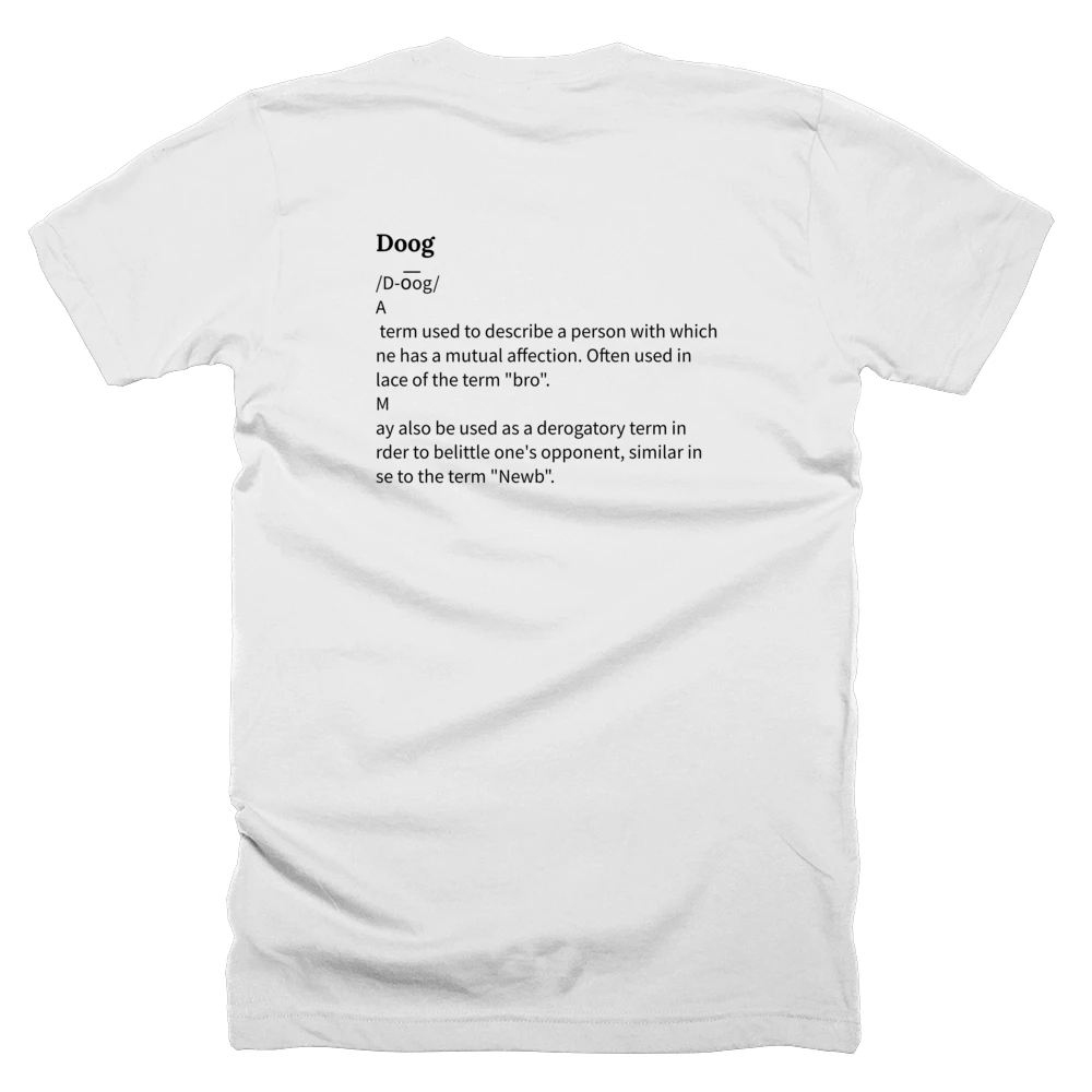 T-shirt with a definition of 'Doog' printed on the back