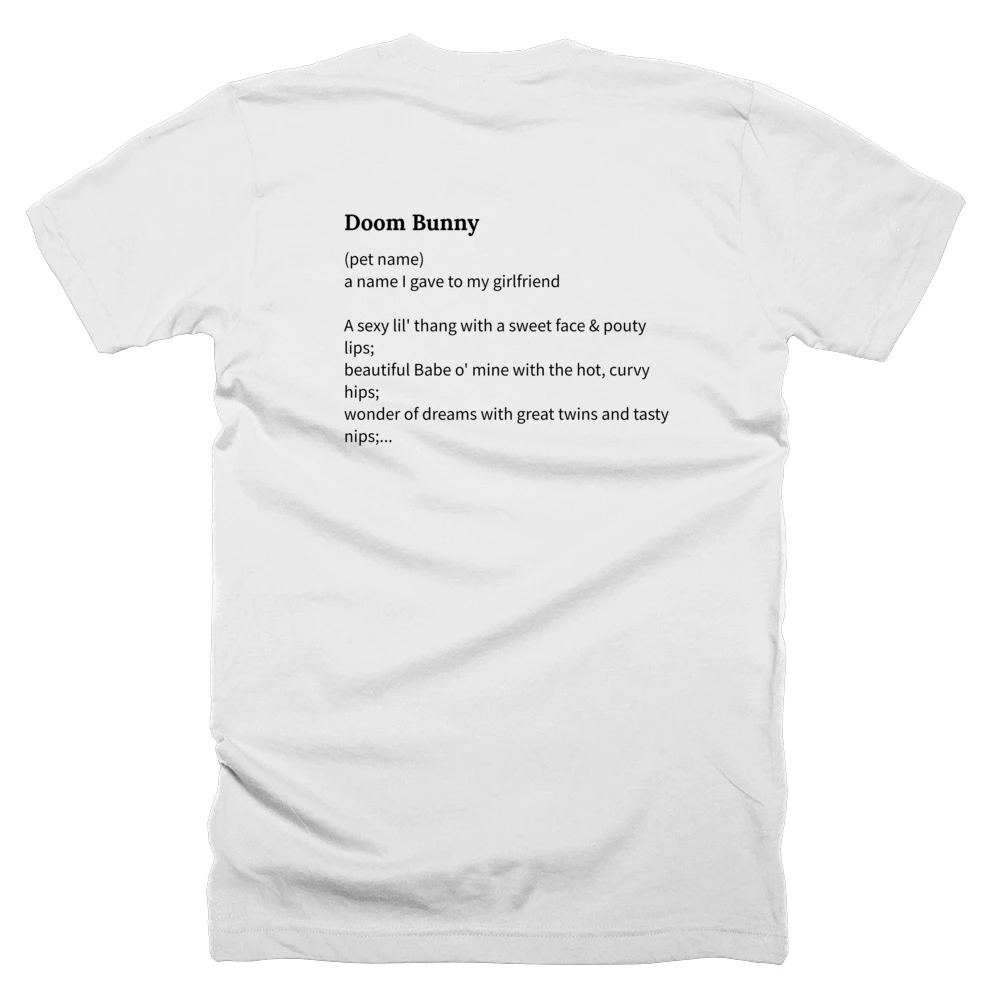T-shirt with a definition of 'Doom Bunny' printed on the back
