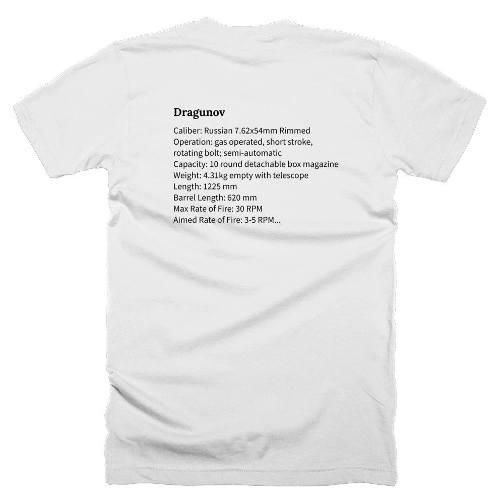T-shirt with a definition of 'Dragunov' printed on the back