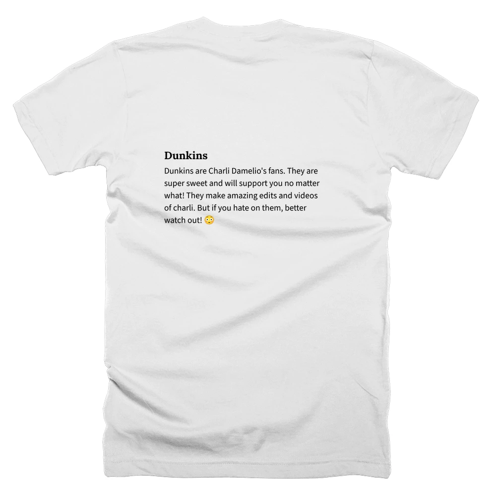 T-shirt with a definition of 'Dunkins' printed on the back