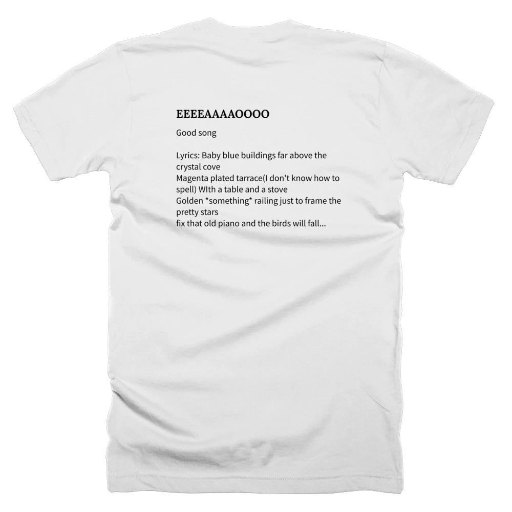 T-shirt with a definition of 'EEEEAAAAOOOO' printed on the back