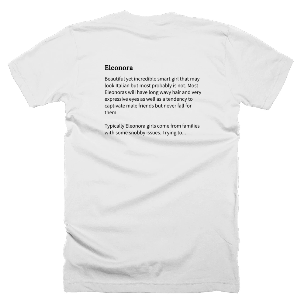 T-shirt with a definition of 'Eleonora' printed on the back