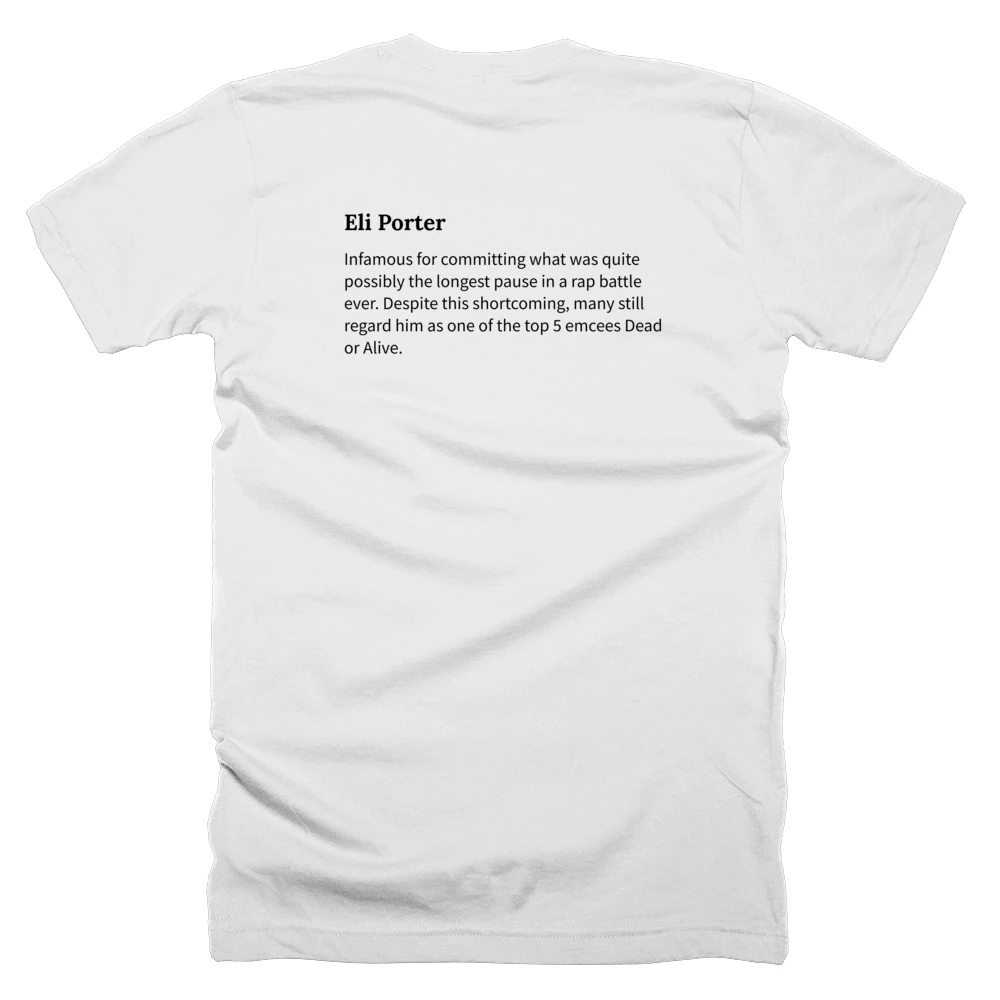 T-shirt with a definition of 'Eli Porter' printed on the back