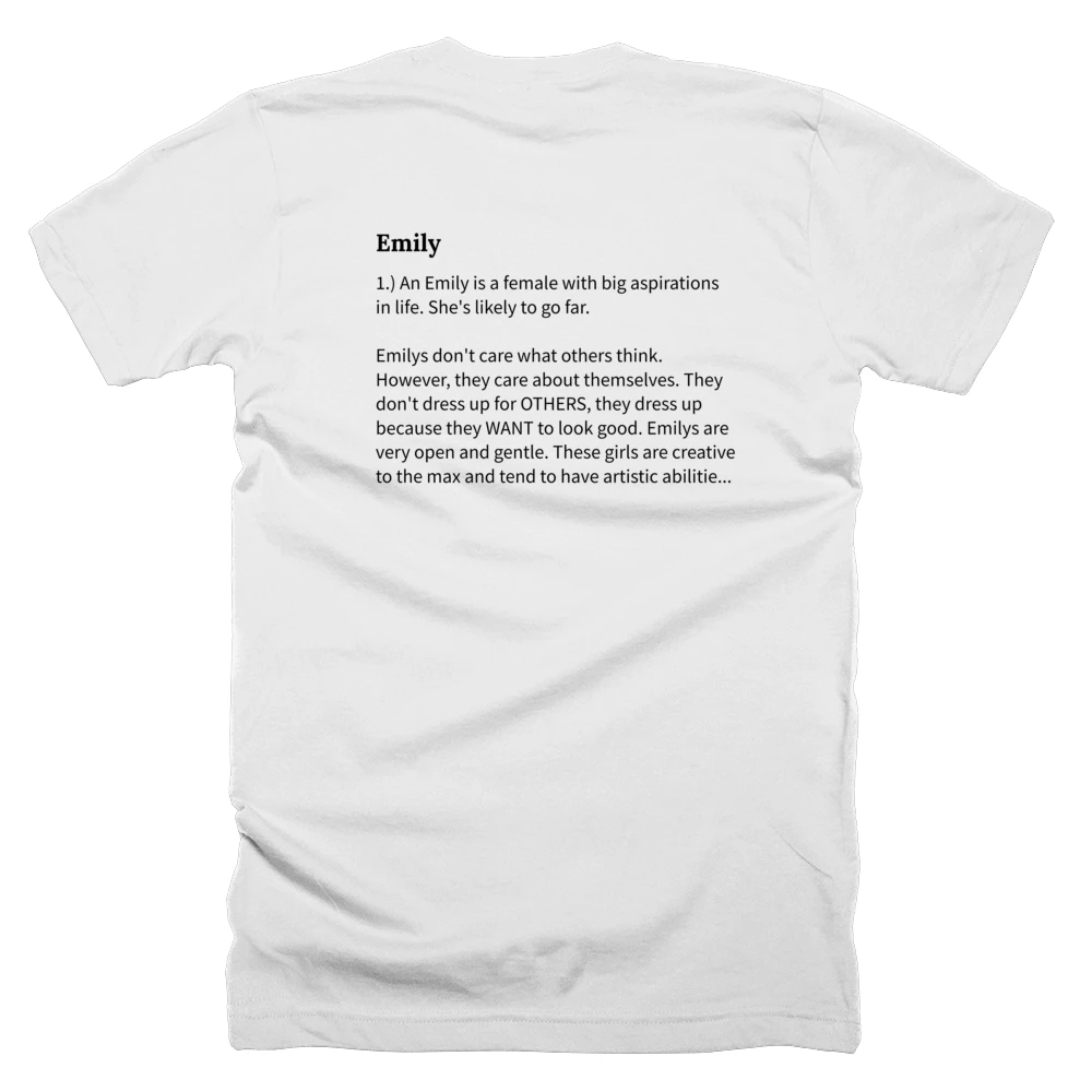 T-shirt with a definition of 'Emily' printed on the back