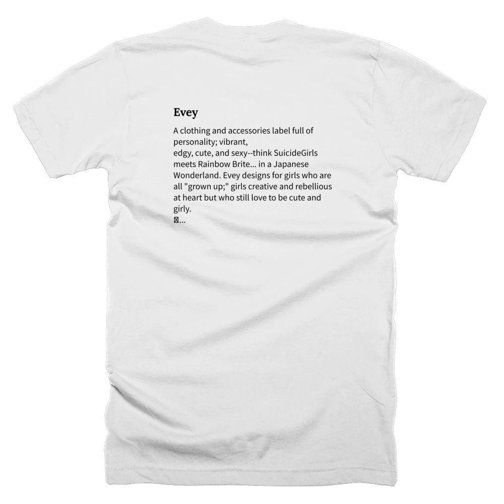 T-shirt with a definition of 'Evey' printed on the back