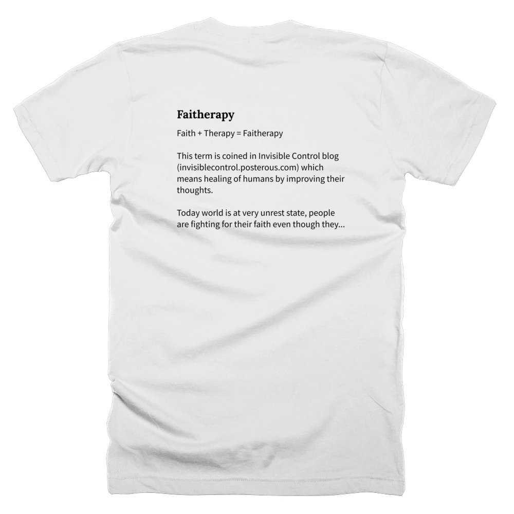 T-shirt with a definition of 'Faitherapy' printed on the back