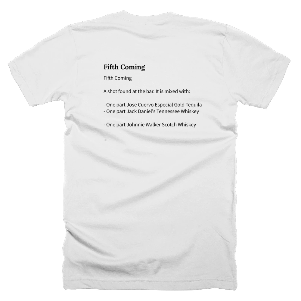 T-shirt with a definition of 'Fifth Coming' printed on the back