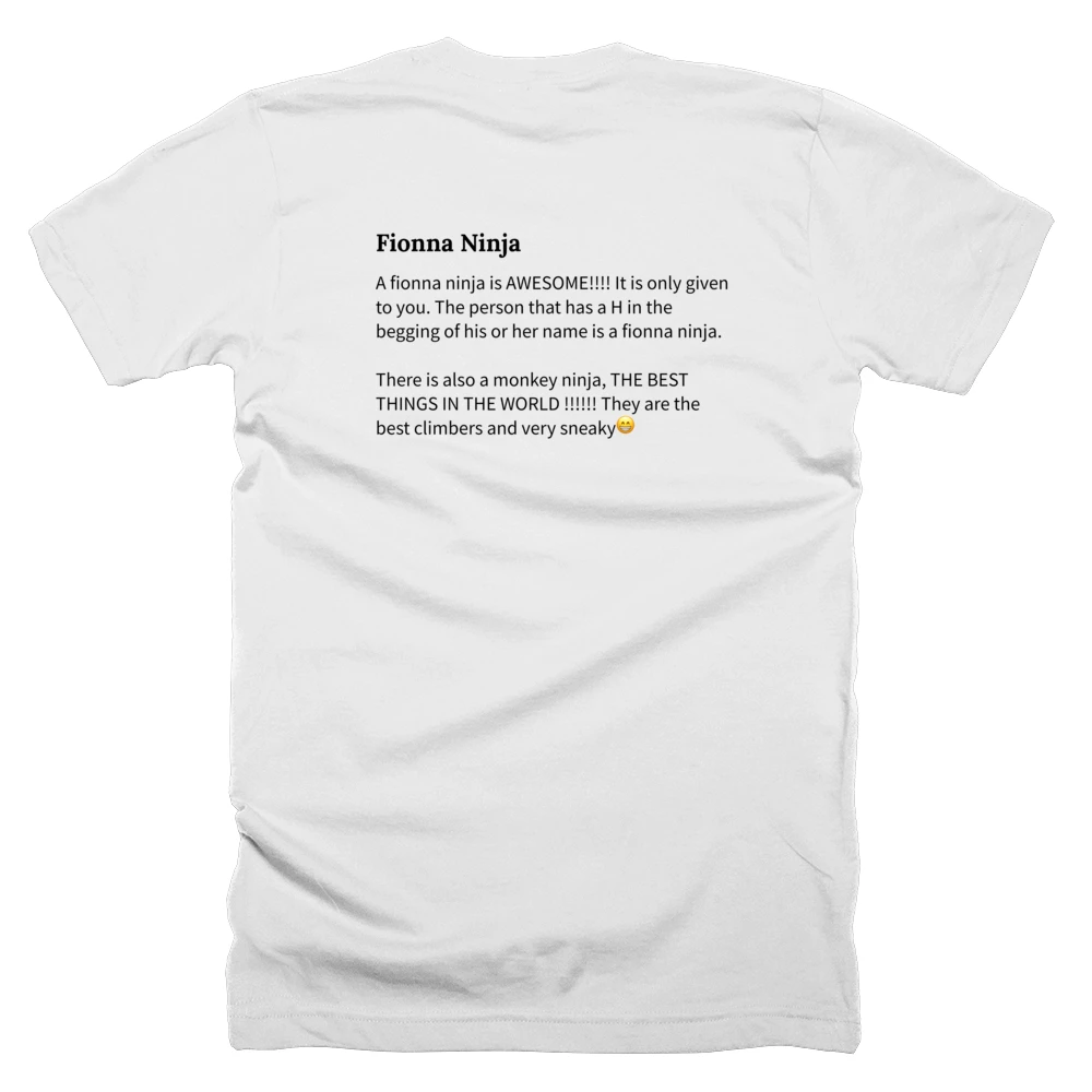T-shirt with a definition of 'Fionna Ninja' printed on the back