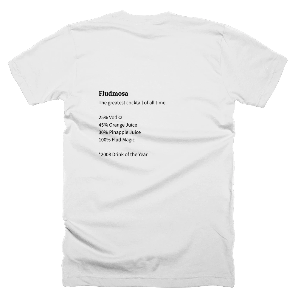 T-shirt with a definition of 'Fludmosa' printed on the back