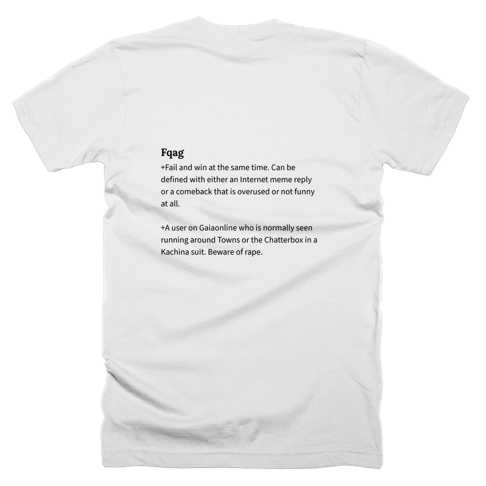 T-shirt with a definition of 'Fqag' printed on the back