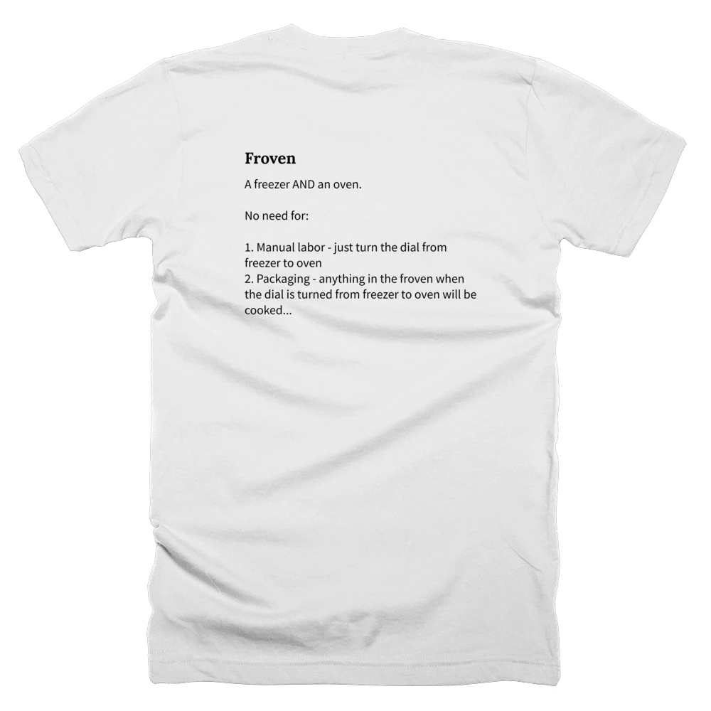 T-shirt with a definition of 'Froven' printed on the back