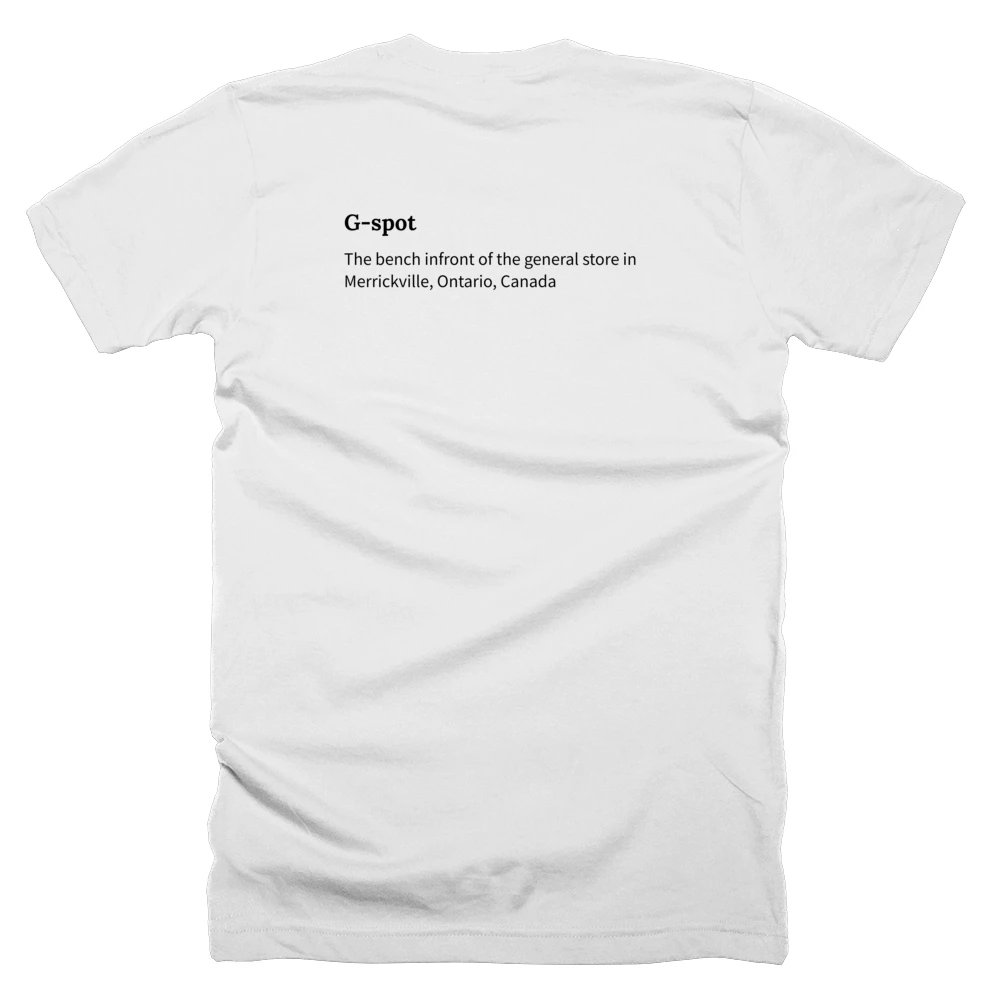 T-shirt with a definition of 'G-spot' printed on the back