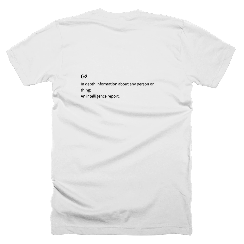 T-shirt with a definition of 'G2' printed on the back