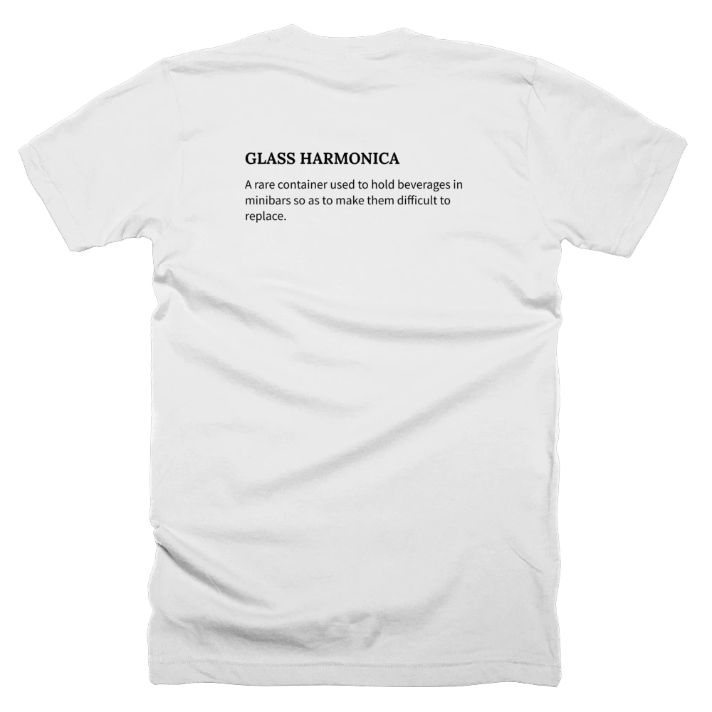 T-shirt with a definition of 'GLASS HARMONICA' printed on the back
