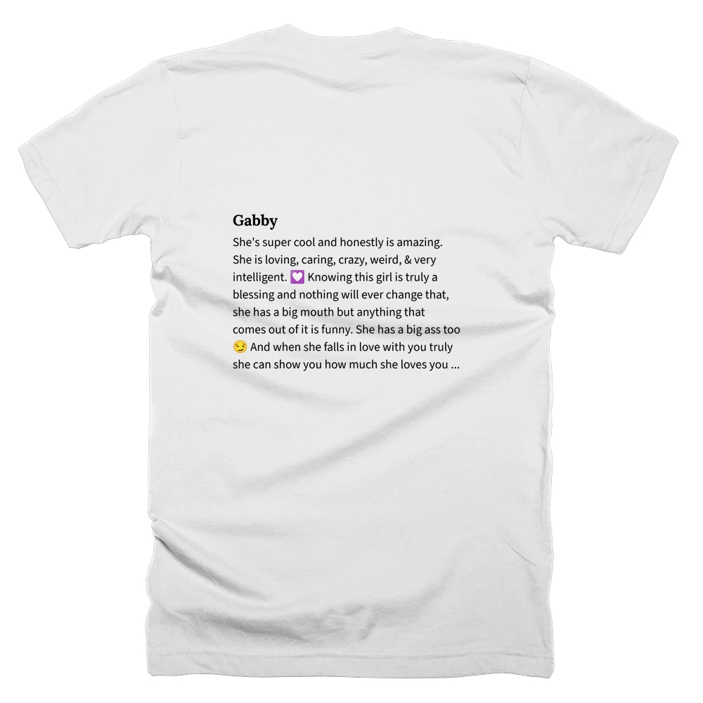 T-shirt with a definition of 'Gabby' printed on the back