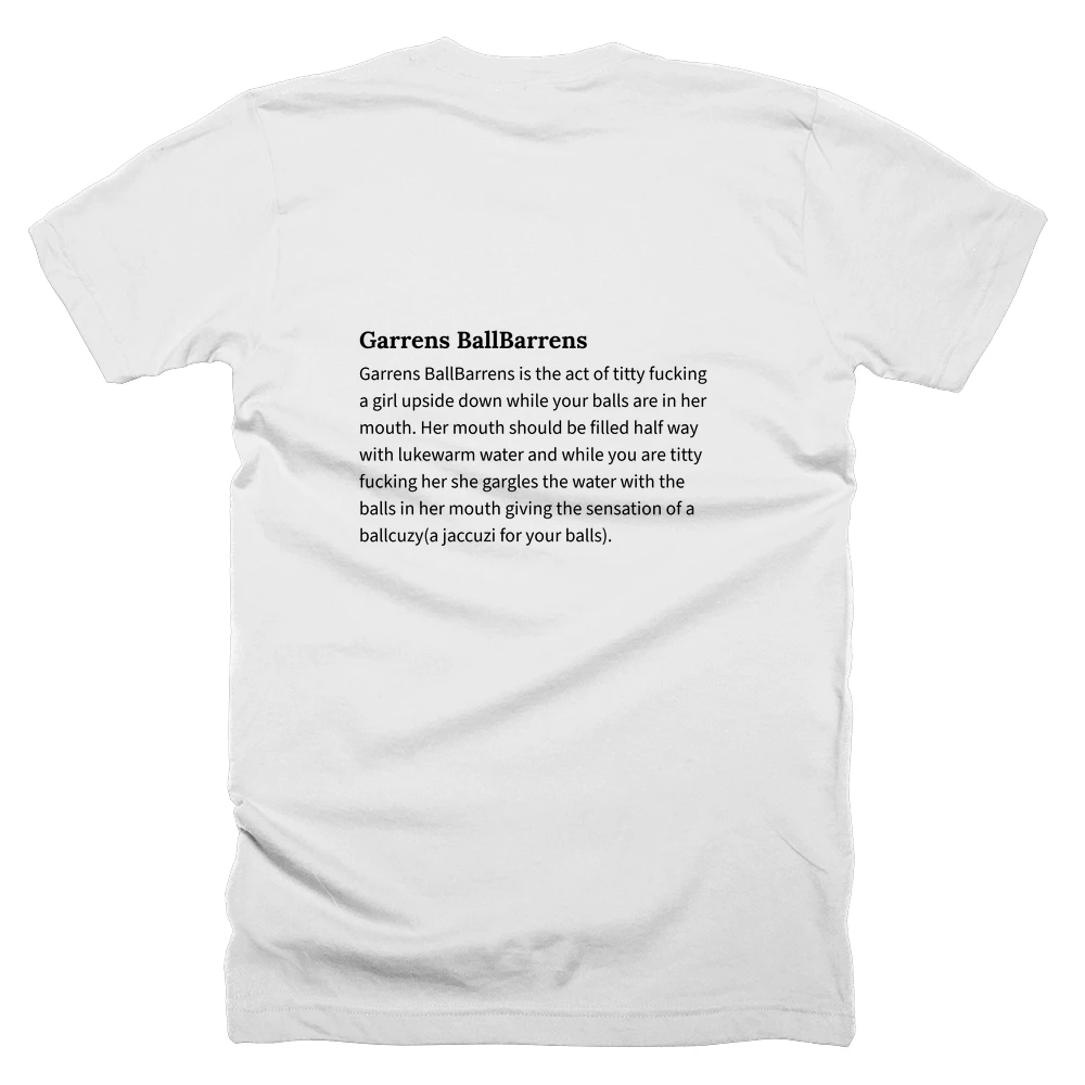 T-shirt with a definition of 'Garrens BallBarrens' printed on the back