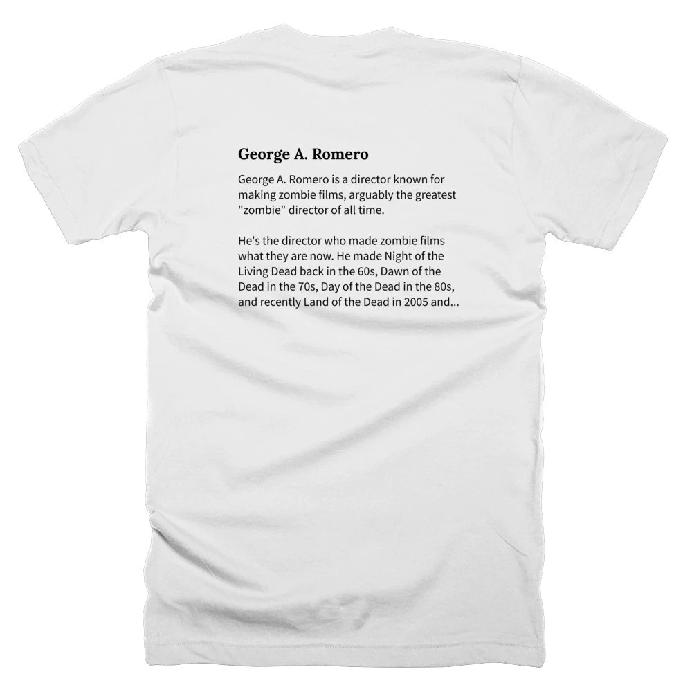 T-shirt with a definition of 'George A. Romero' printed on the back