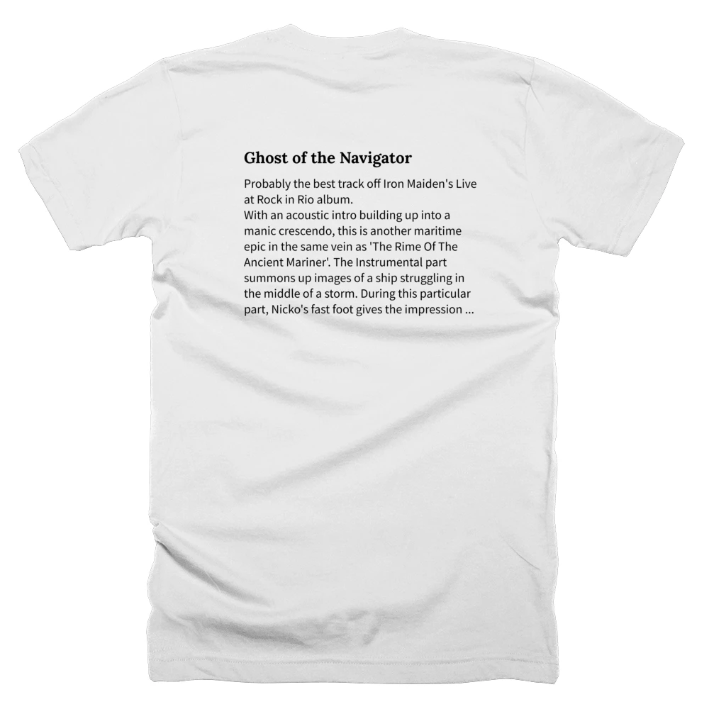 T-shirt with a definition of 'Ghost of the Navigator' printed on the back