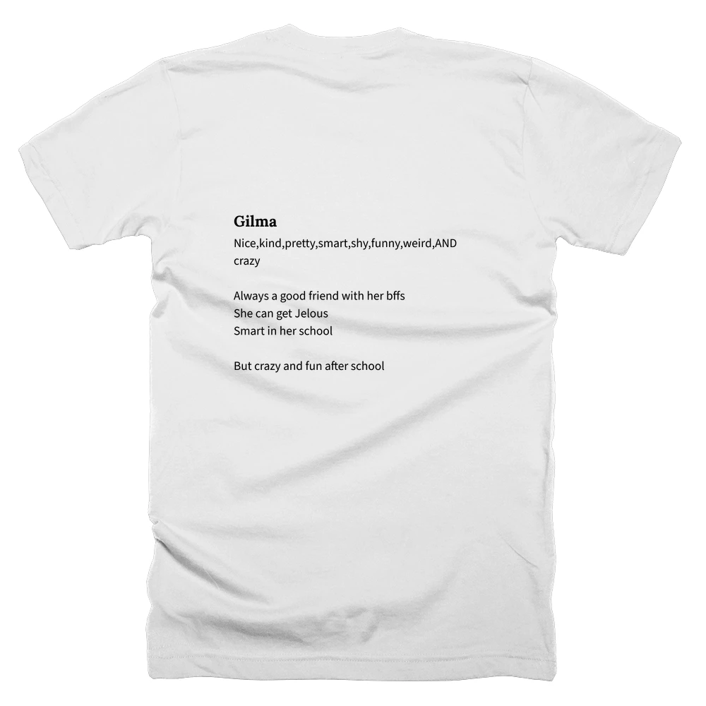 T-shirt with a definition of 'Gilma' printed on the back