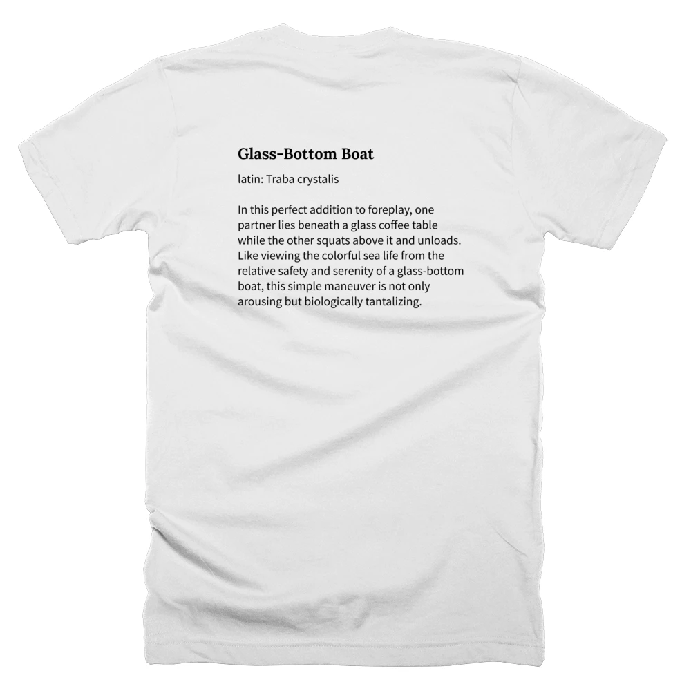 T-shirt with a definition of 'Glass-Bottom Boat' printed on the back