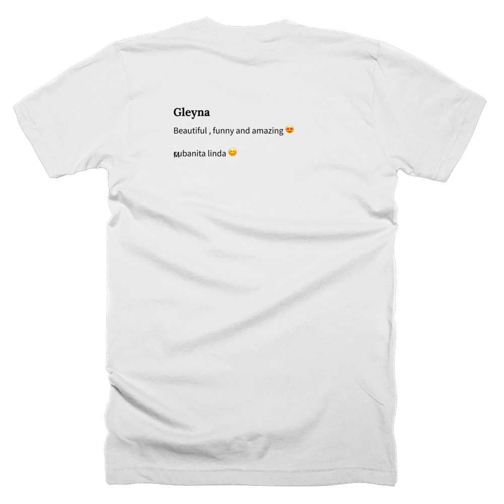 T-shirt with a definition of 'Gleyna' printed on the back