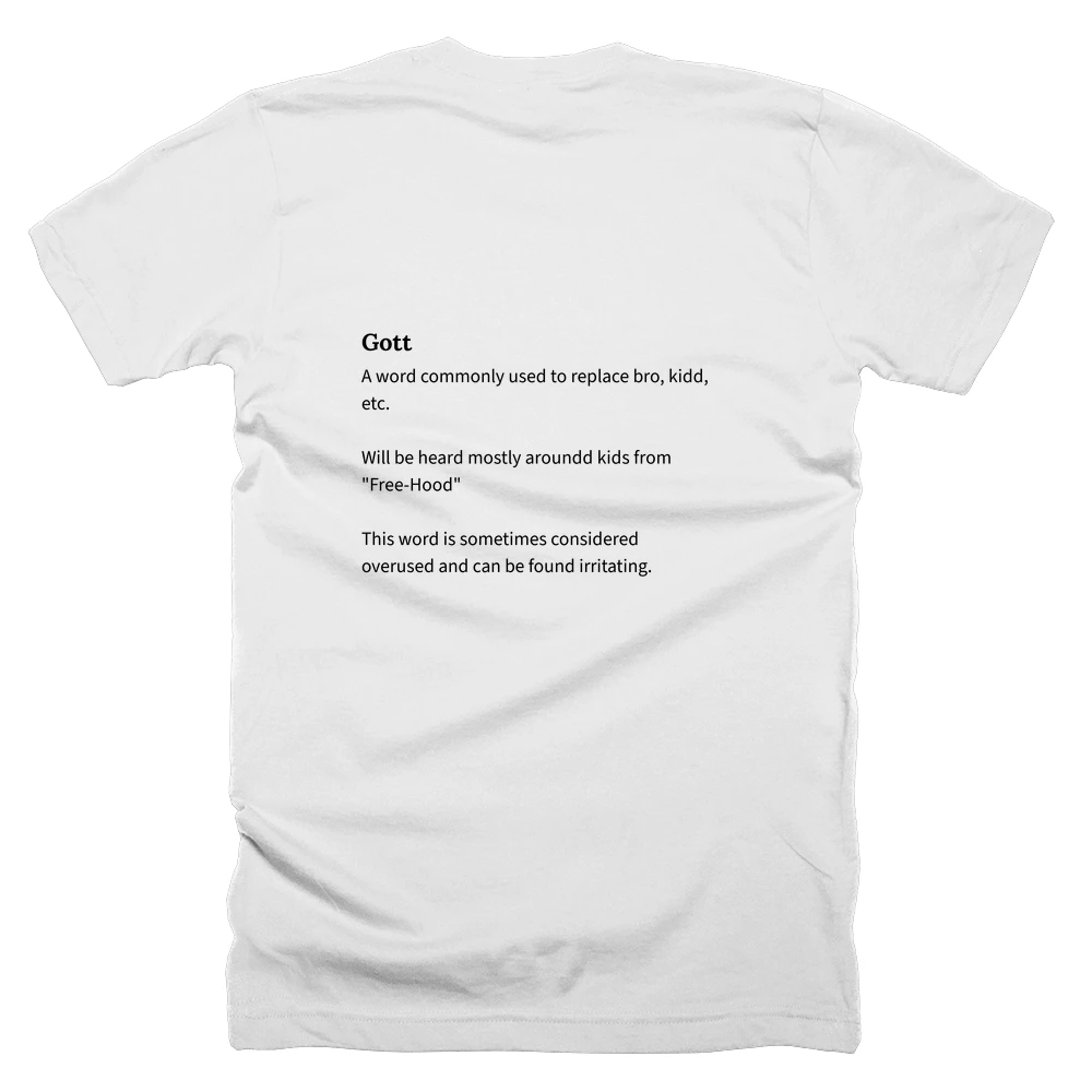 T-shirt with a definition of 'Gott' printed on the back