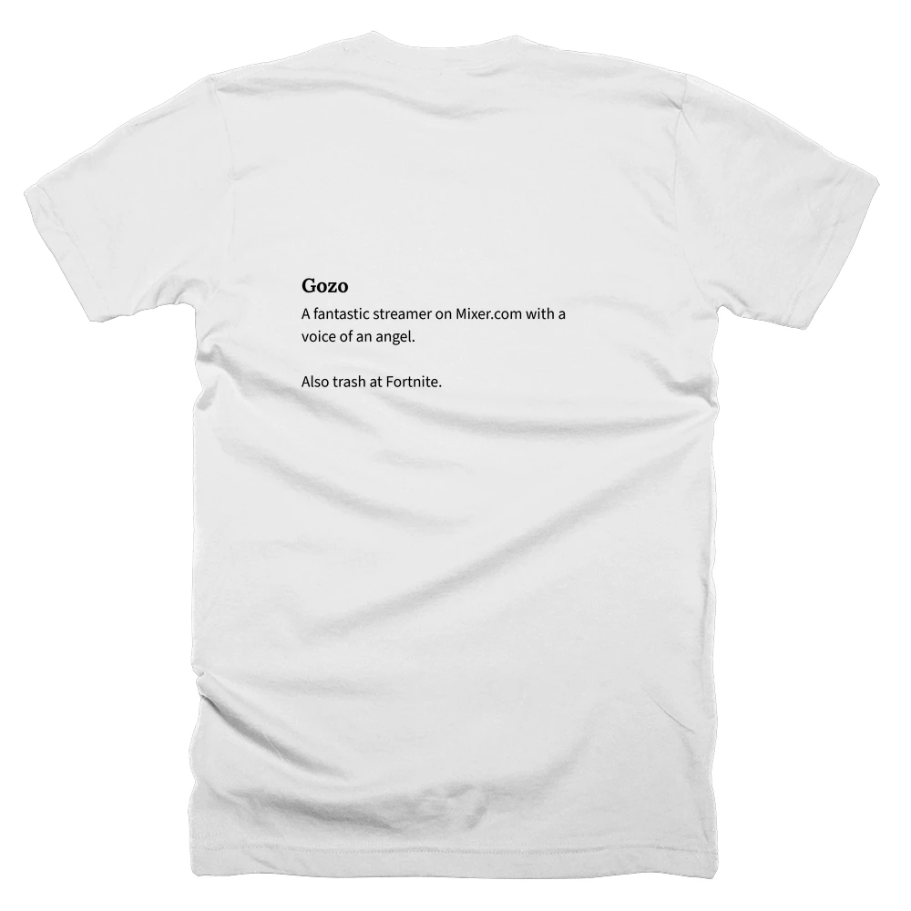 T-shirt with a definition of 'Gozo' printed on the back