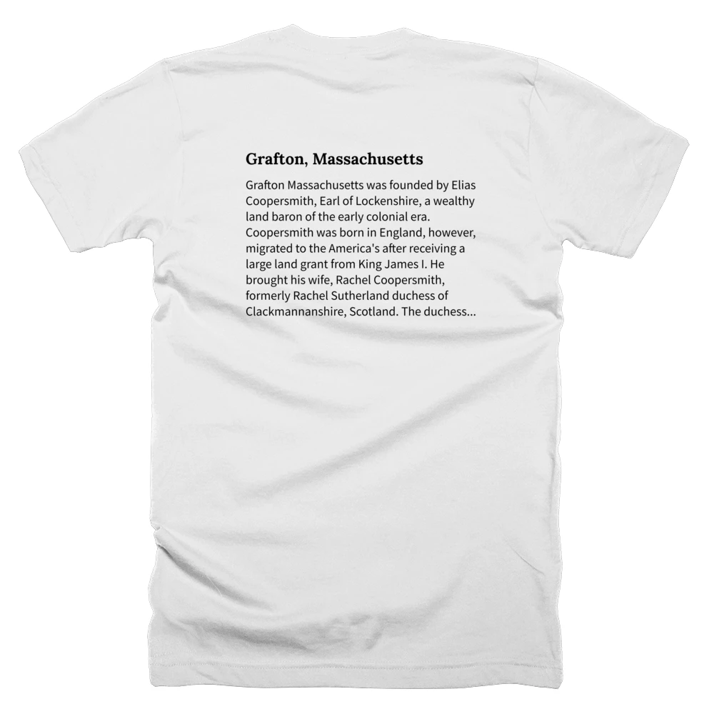 T-shirt with a definition of 'Grafton, Massachusetts' printed on the back