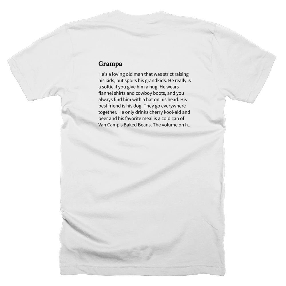 T-shirt with a definition of 'Grampa' printed on the back