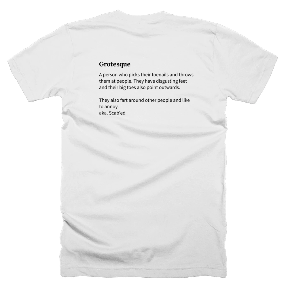 T-shirt with a definition of 'Grotesque' printed on the back