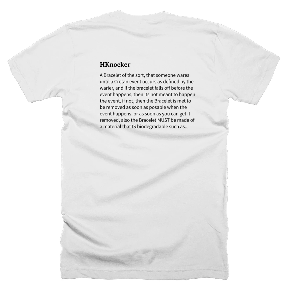 T-shirt with a definition of 'HKnocker' printed on the back