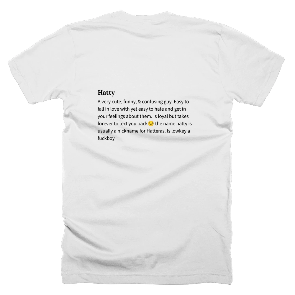 T-shirt with a definition of 'Hatty' printed on the back