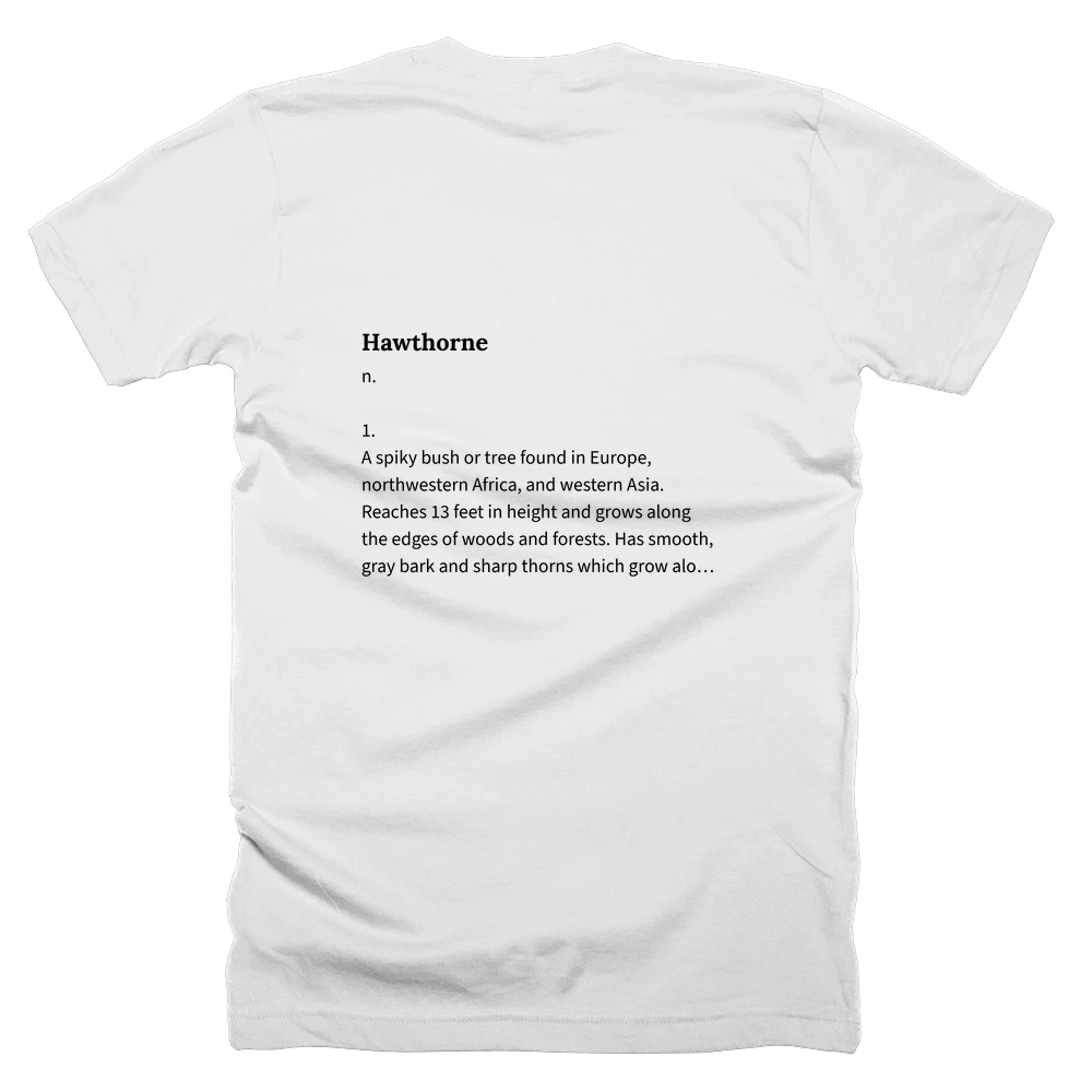 T-shirt with a definition of 'Hawthorne' printed on the back