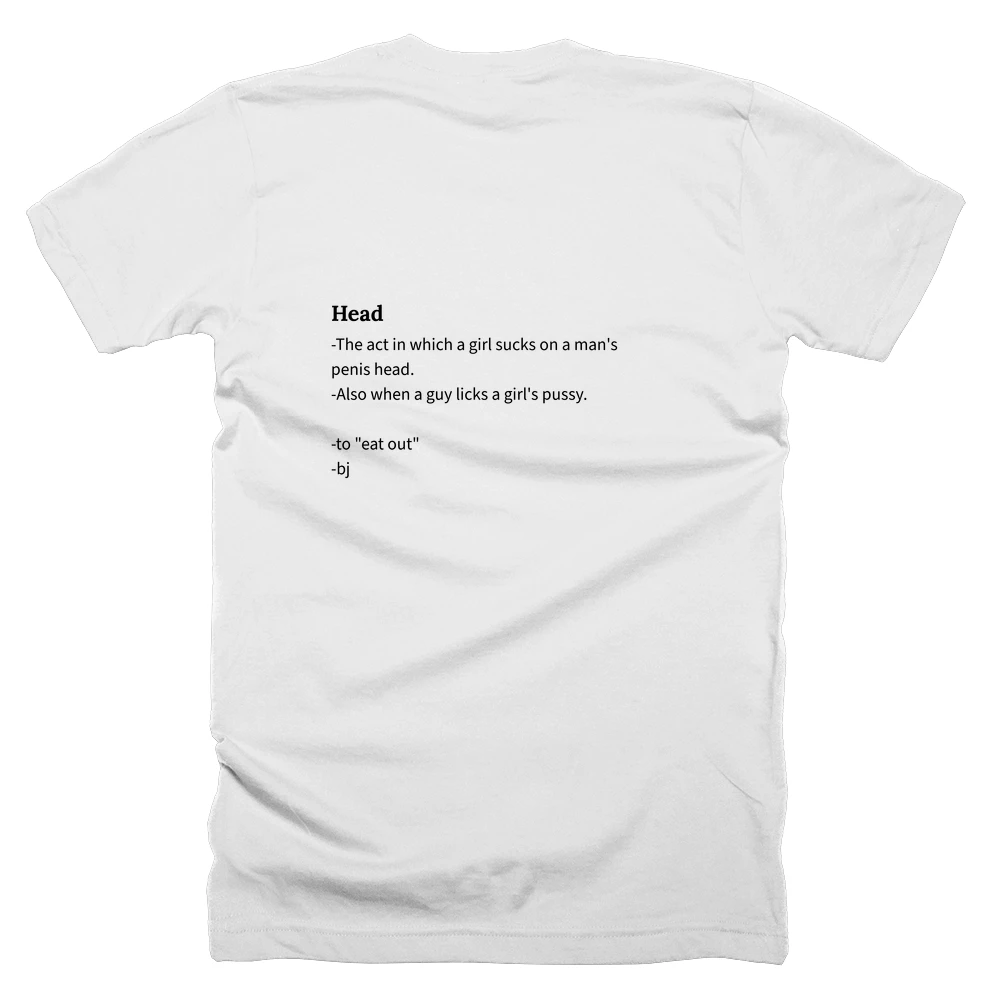 T-shirt with a definition of 'Head' printed on the back