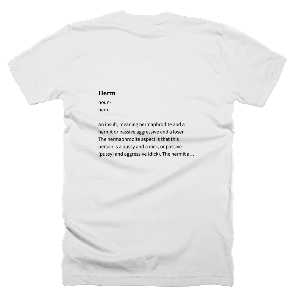 T-shirt with a definition of 'Herm' printed on the back
