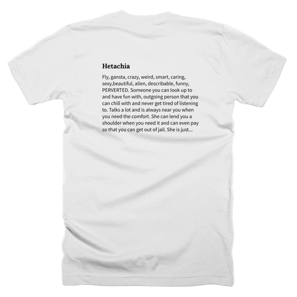 T-shirt with a definition of 'Hetachia' printed on the back