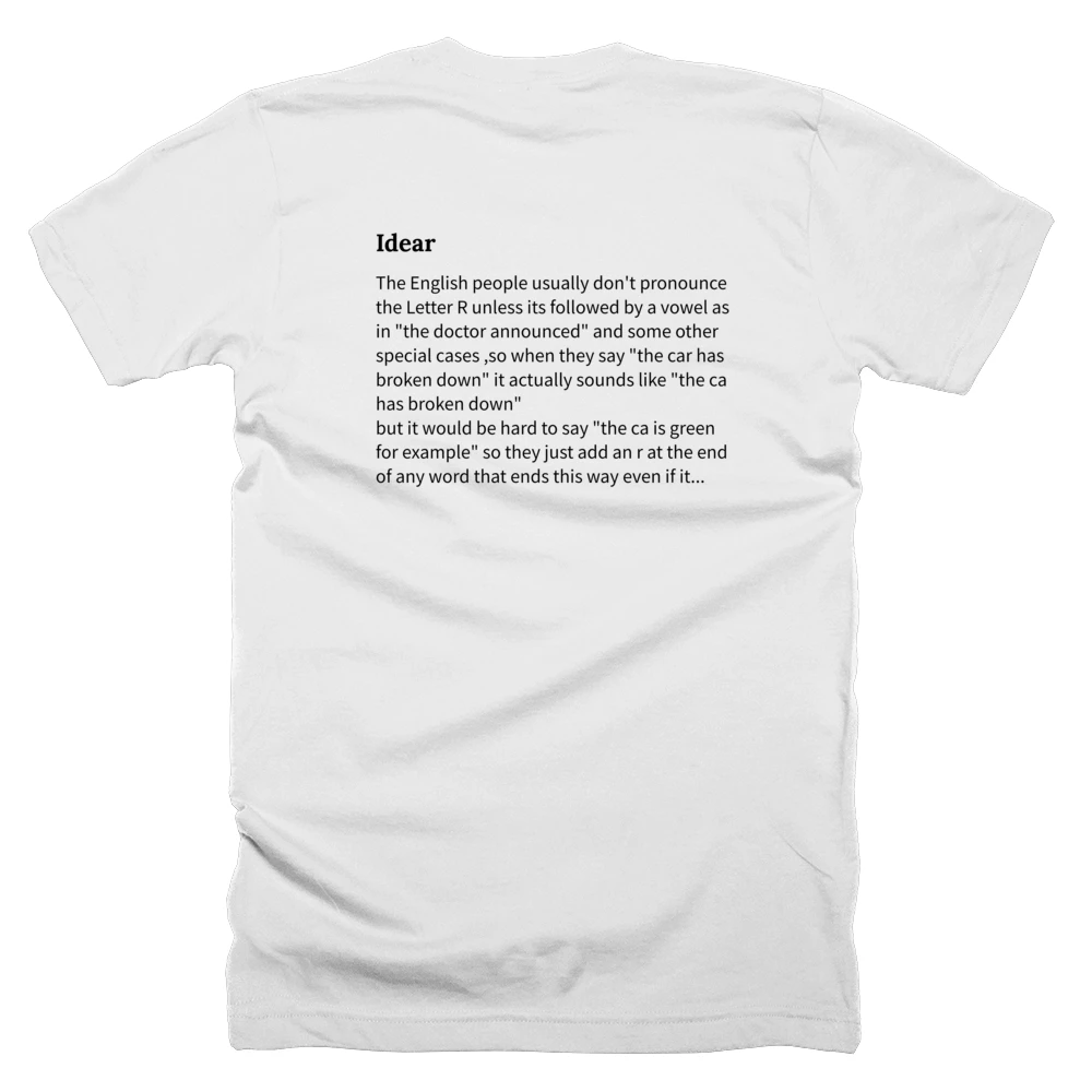 T-shirt with a definition of 'Idear' printed on the back