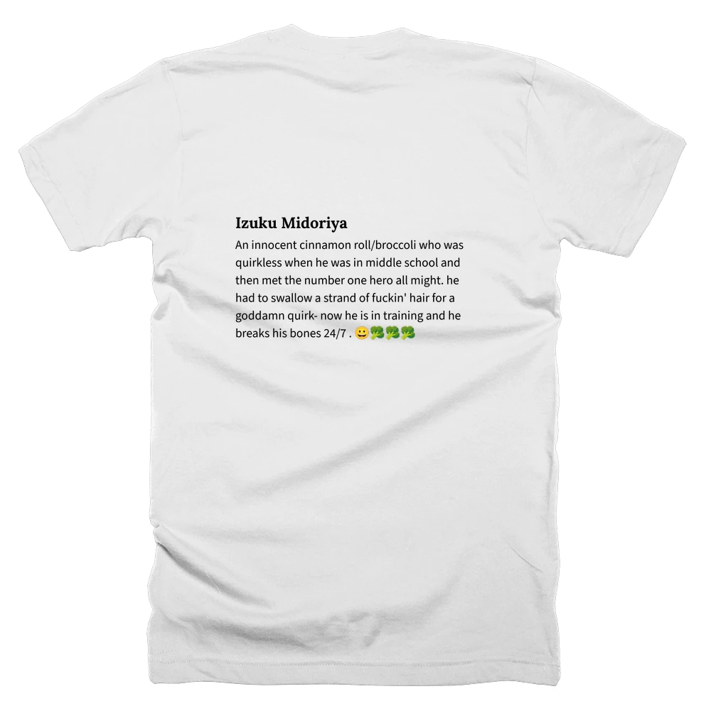 T-shirt with a definition of 'Izuku Midoriya' printed on the back