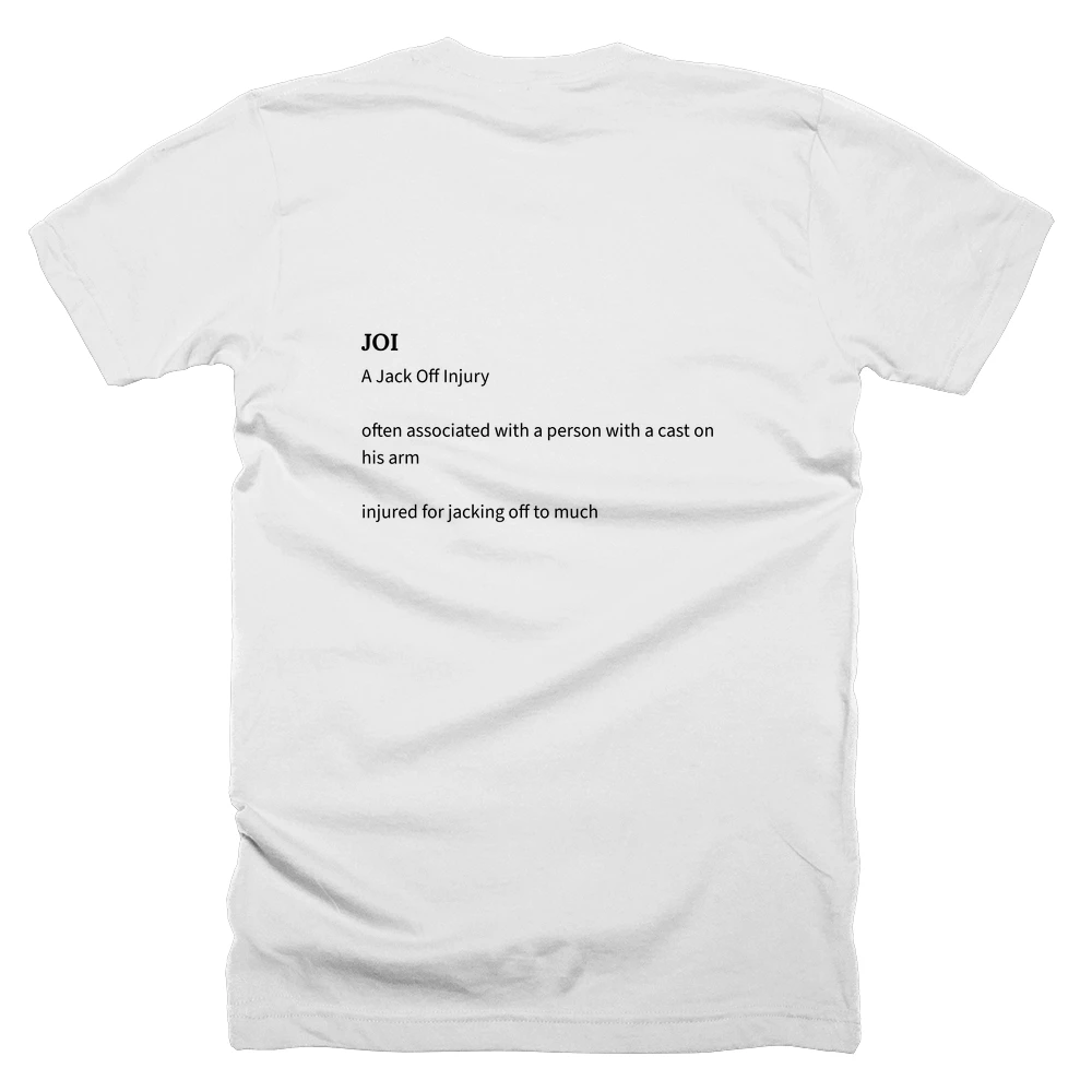 T-shirt with a definition of 'JOI' printed on the back