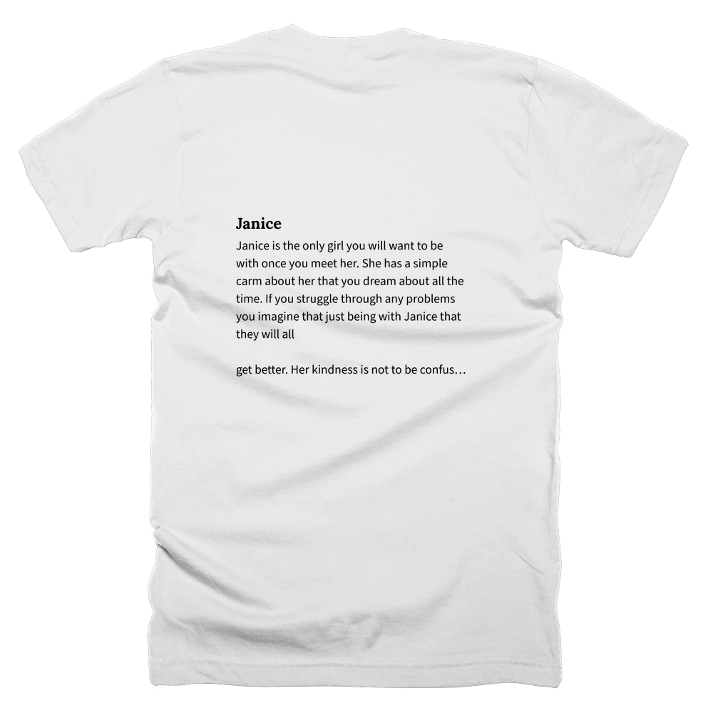 T-shirt with a definition of 'Janice' printed on the back