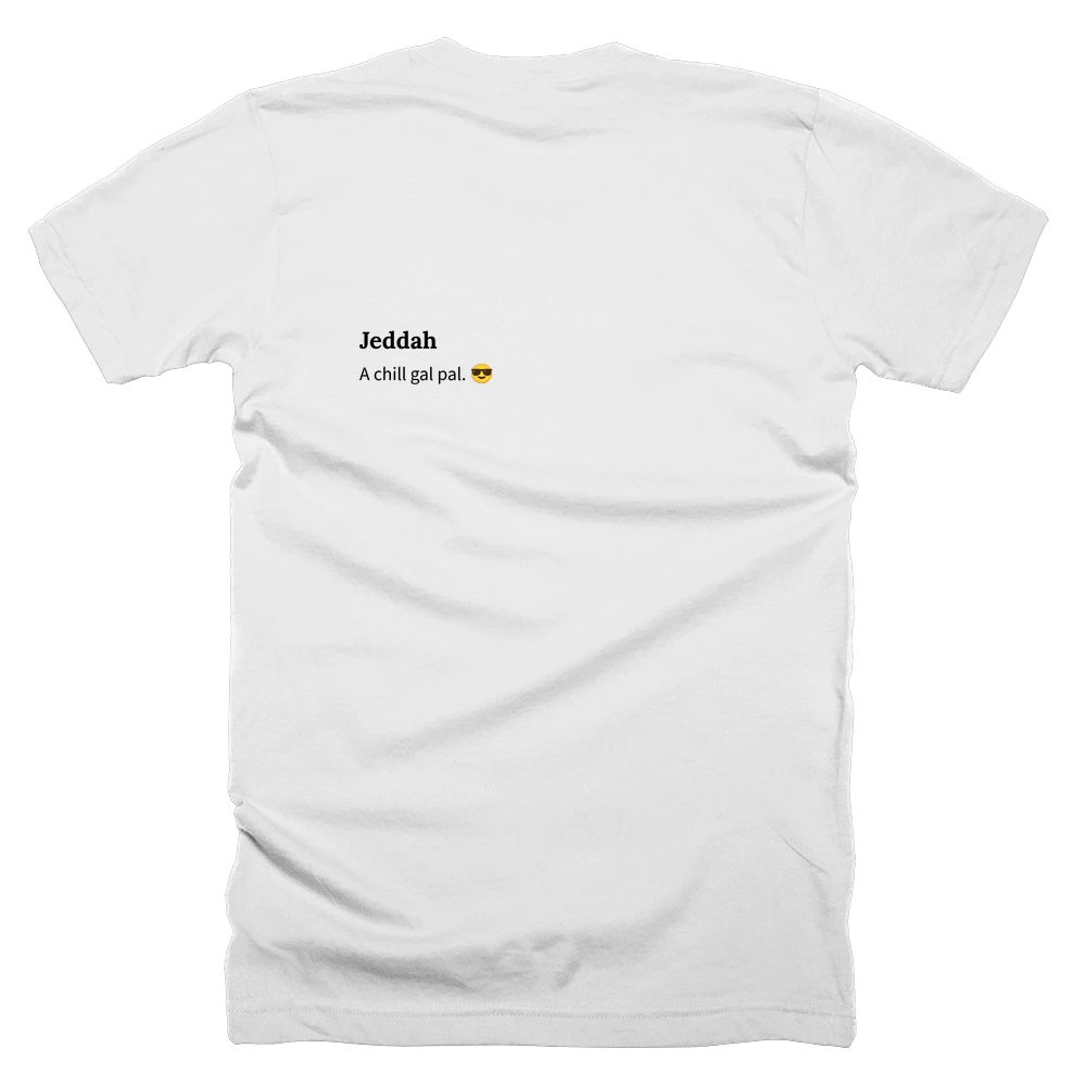 T-shirt with a definition of 'Jeddah' printed on the back